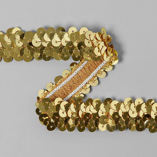 Elastische Paillettenborte métalliquete (20 mm) 14 – gold metallic, image number 1