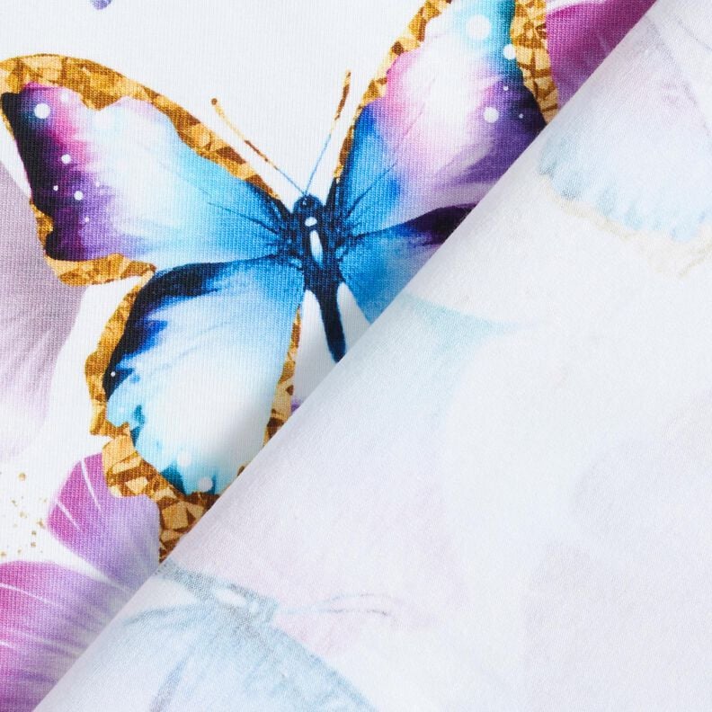 Baumwolljersey Ginkgo Butterflies | Glitzerpüppi – weiss, image number 4