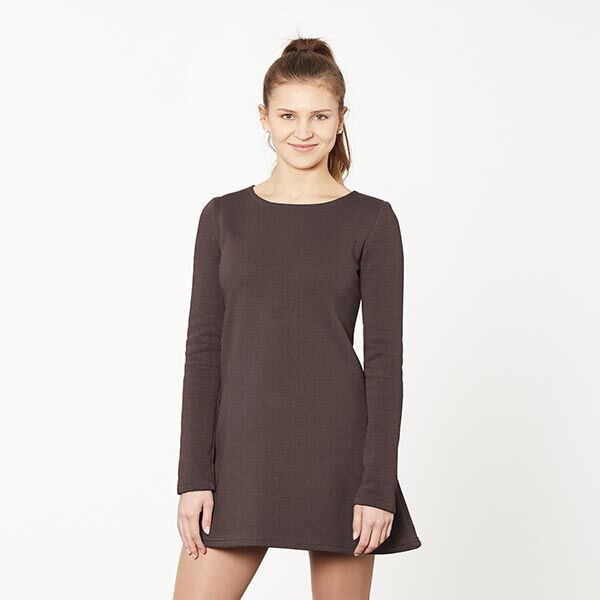 Leichter Baumwollsweat Uni – dunkelbraun | Reststück 100cm