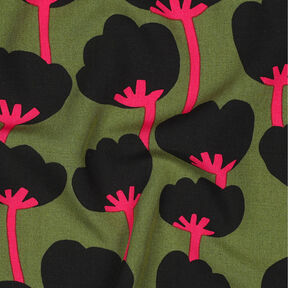 LENZING™ ECOVERO™ Viskosestoff Poppies | Nerida Hansen – oliv/schwarz, 