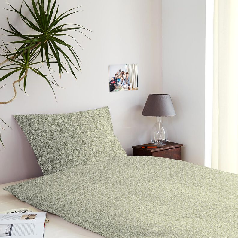 Baumwollstoff Cretonne Mini-Blätter – hellkhaki/weiss, image number 7