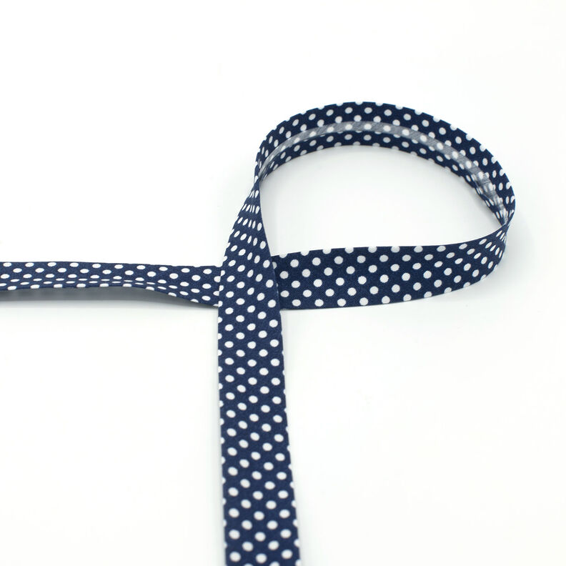 Schrägband Punkte [18 mm] – marineblau,  image number 2