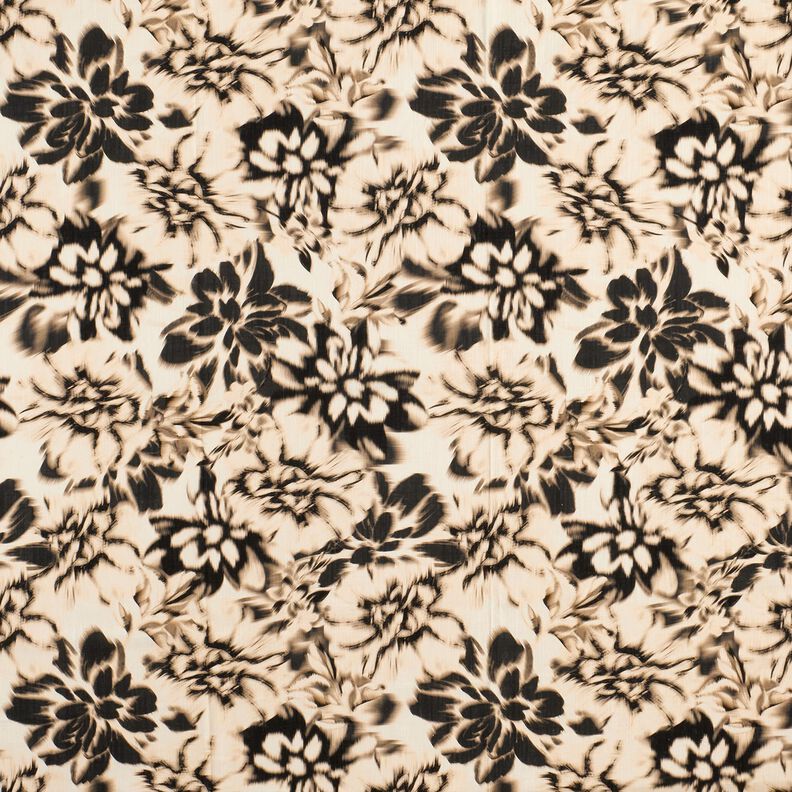 Viskose-Leinen-Mix verwischte Blumen Digitaldruck – hellbeige/schwarz,  image number 1