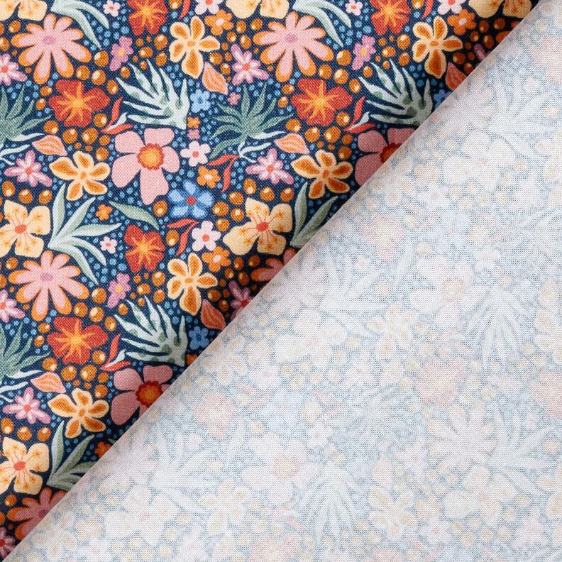 Baumwollstoff Popeline kleine Blüten – indigo/hellaltrosa,  image number 4