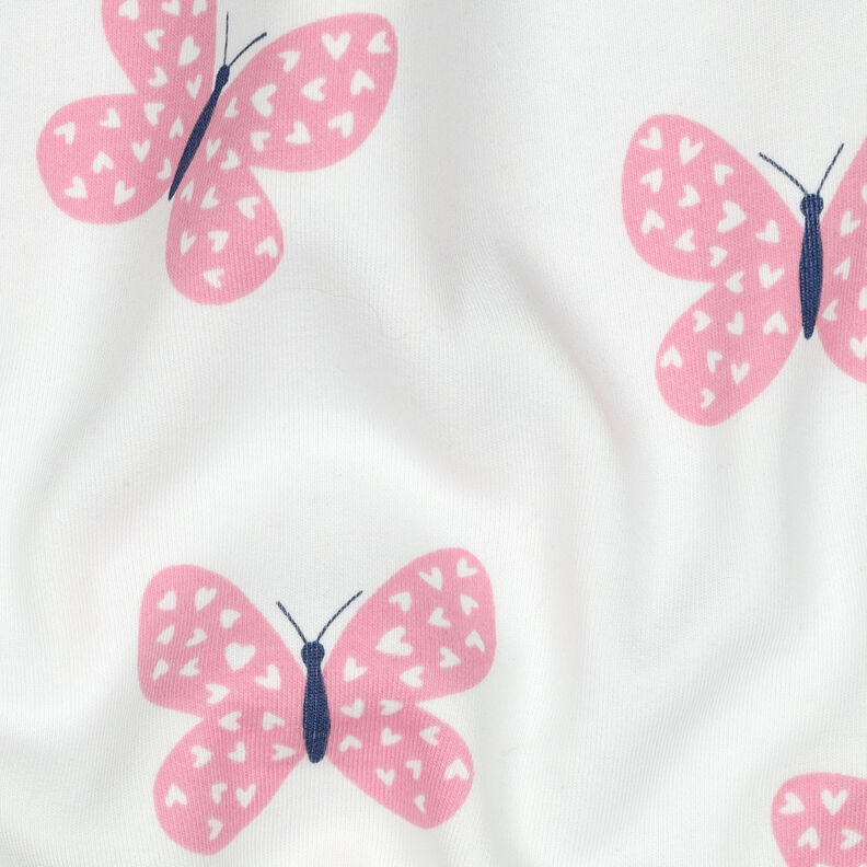 Sweatshirt angeraut große Schmetterlinge | Poppy Fabrics – elfenbein/rosa,  image number 2