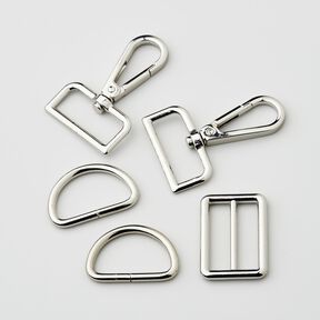 Taschen Zubeh&ouml;r Set [5-teilig | 32 mm] &ndash; silber metallic, 
