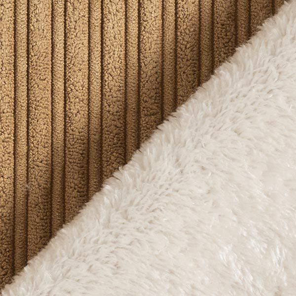 Breitcord mit flauschiger Fellabseite Uni – beige | Reststück 50cm