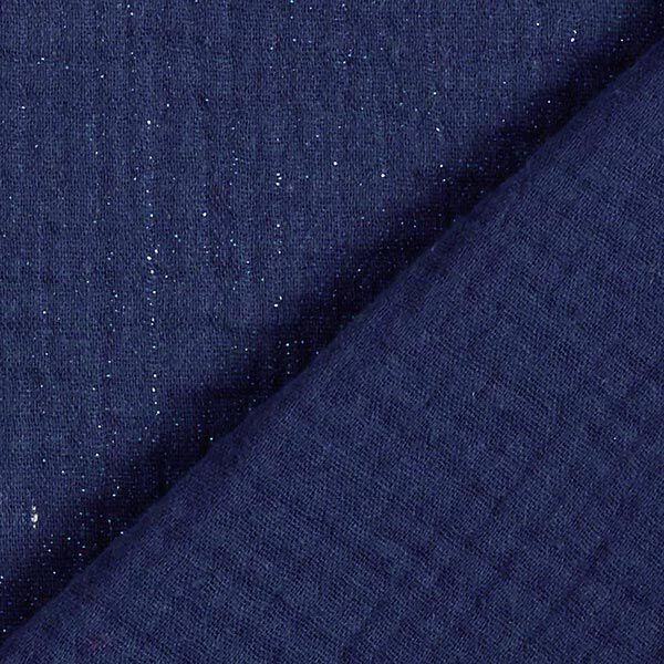 Musselin/ Doppel-Krinkel Gewebe feine Glitzerpunkte| by Poppy – marineblau | Reststück 100cm