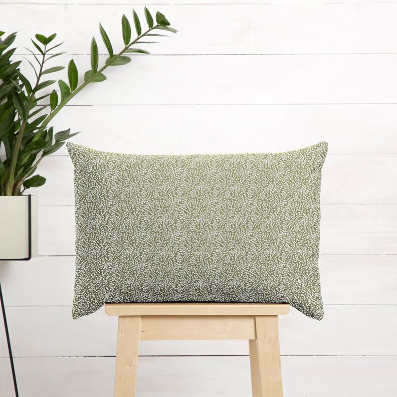 Baumwollstoff Cretonne Mini-Blätter – hellkhaki/weiss, image number 6