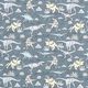 Cretonne Dinosaurier – blaugrau,  thumbnail number 1