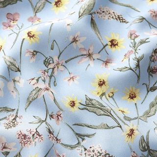 Viskosestoff Feldblumen – hellblau, 
