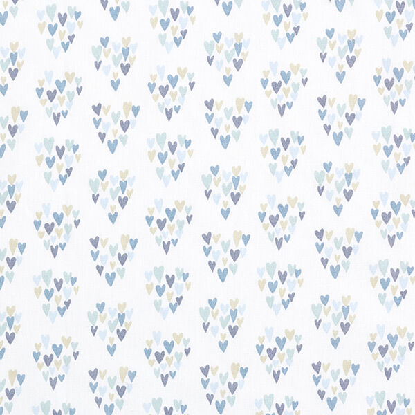 Baumwollpopeline Herzen aus Herzen – weiss/jeansblau – Muster,  image number 1