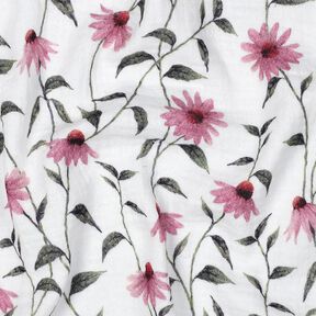 GOTS Musselin Blumen &ndash; weiss, 