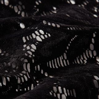 Velours Spitze Blätterranken – schwarz, 