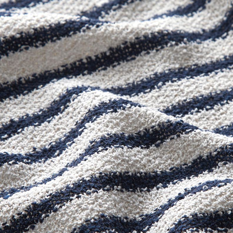 Strickbouclé Streifen und Glitzer – weiss/marineblau,  image number 2