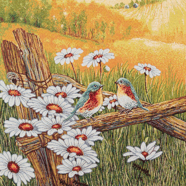 Dekopanel Gobelin Vogelpärchen – karminrot/hellbeige,  image number 1