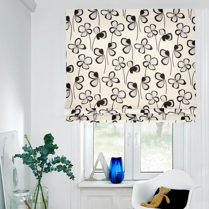 Dekostoff Halbpanama abstrakter Klee &ndash; natur/schwarz,  image number 5