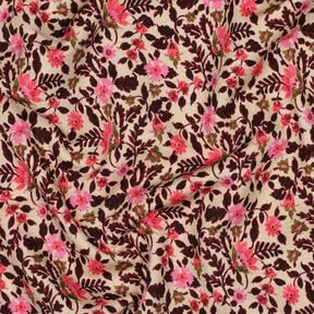 French Terry Sommersweat kleine Blumen Digitaldruck – cashew/intensiv pink, 