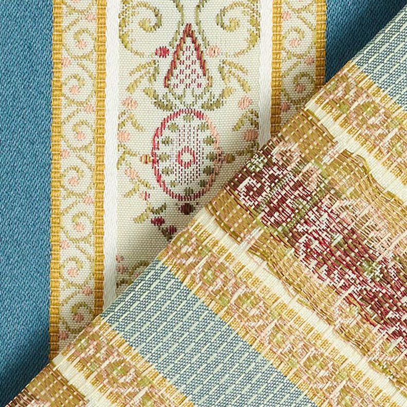 Möbelstoff Jacquard Biedermeier Streifen – creme/blau,  image number 3