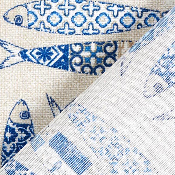 Dekostoff Canvas Sardinen – blau/natur, image number 4