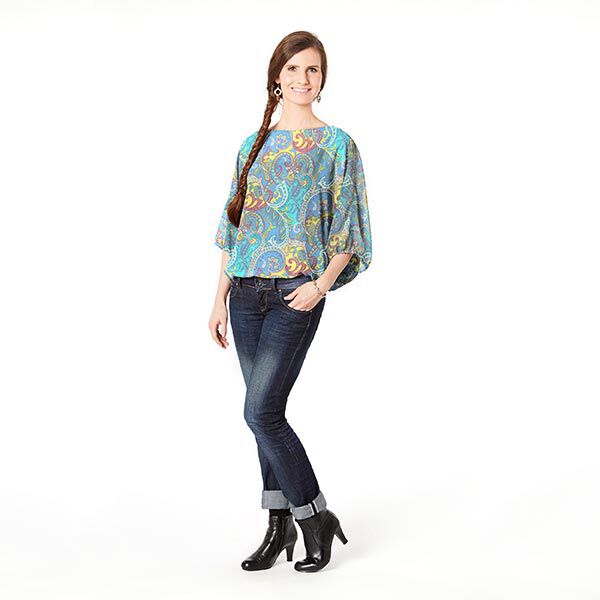 Chiffon Paisley – blau | Reststück 100cm