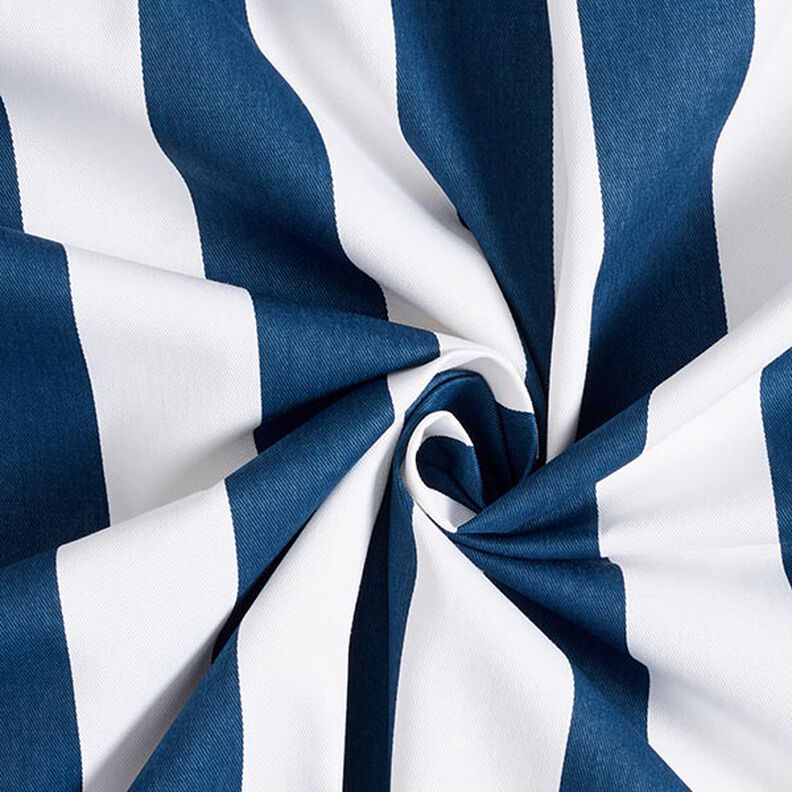 Dekostoff Baumwollköper Streifen – weiss/indigo,  image number 3