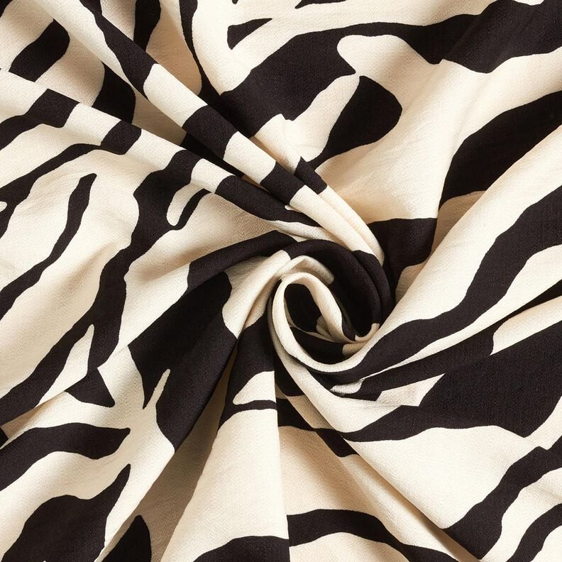 Viskose-Crêpe Zebra-Muster – schwarz/elfenbein, image number 3