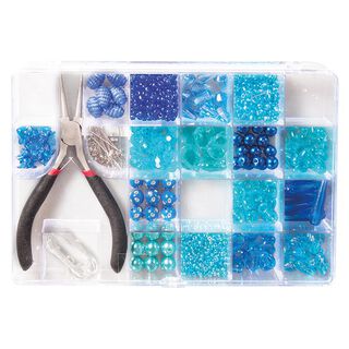 Perlen-Box mit Zange | Rayher – blau, 