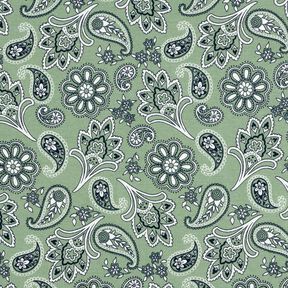 Baumwolljersey Paisley – schilf/weiss, 