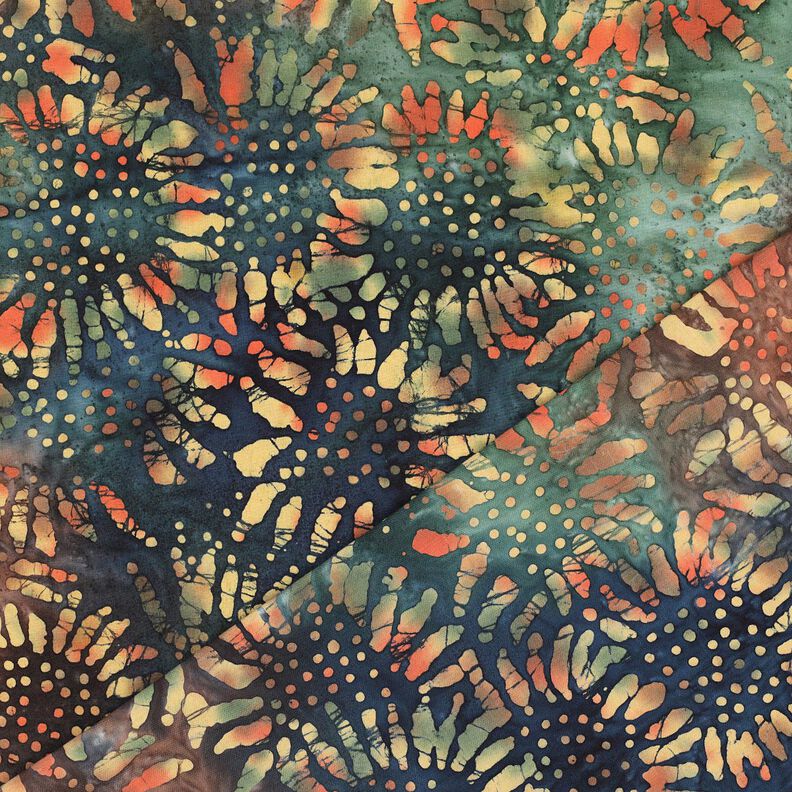 Baumwollstoff Batik-Sonnen – blautanne/maronenbraun,  image number 4