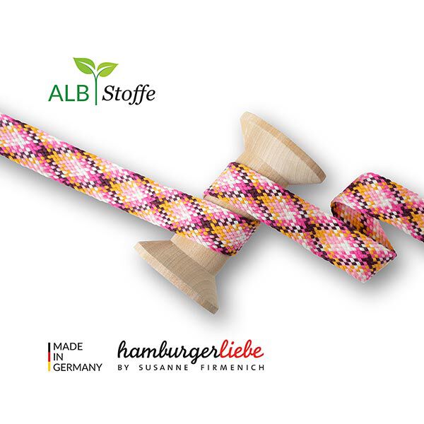 Bio Flechtkordel Twist Me Check [ 24 mm ] | Albstoffe – pink/orange,  image number 1