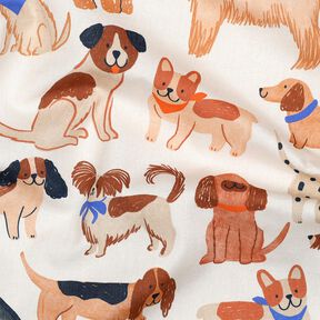 Baumwollpopeline Hunde Digitaldruck | Poppy Fabrics – wollweiss, 
