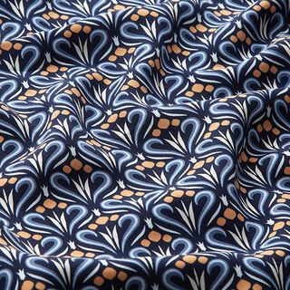 Feines Viskosegewebe Ornamente – marineblau, 