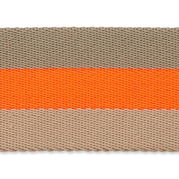 Taschengurtband Neon [ 40 mm ] – neonorange/beige,  image number 1