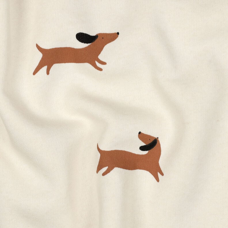 Sweatshirt angeraut fröhliche Dackel | Poppy Fabrics – elfenbein, image number 2