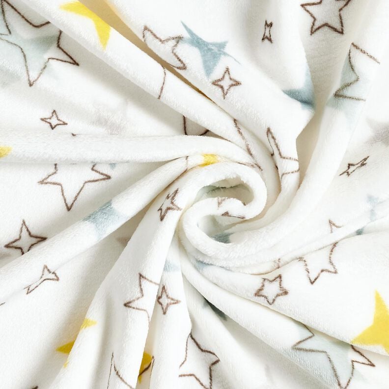Kuschelfleece bunte Sterne – elfenbein/sonnengelb, image number 3