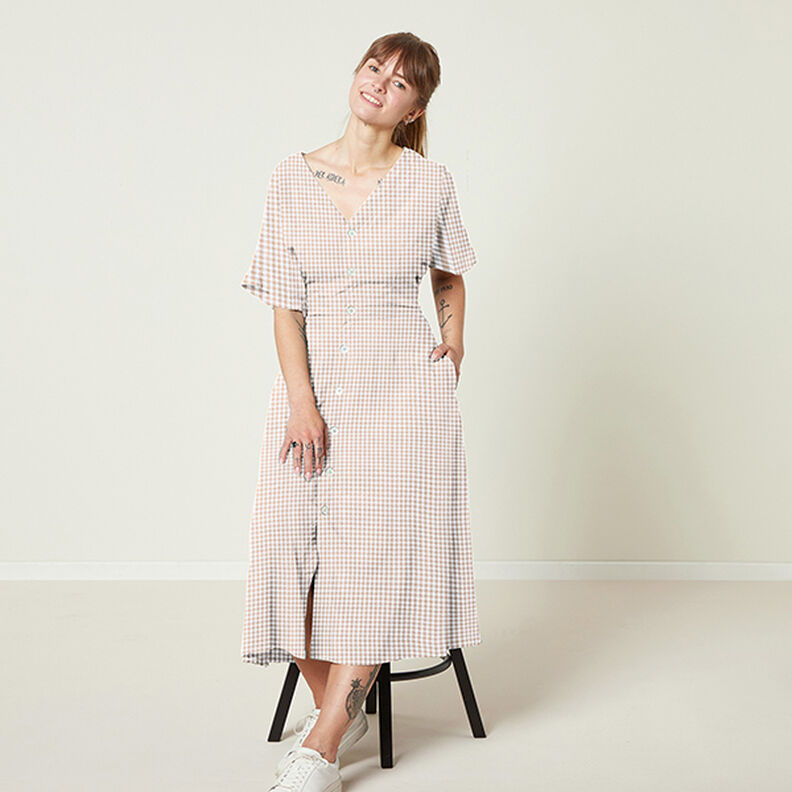 Seersucker Baumwollmix Vichy-Karos – beige,  image number 7