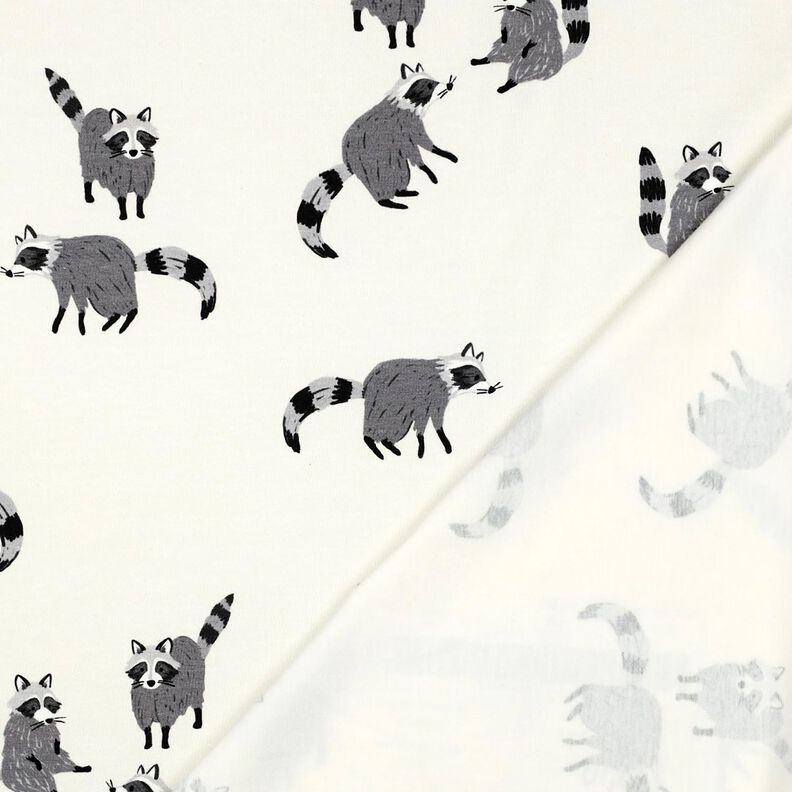 Baumwolljersey Waschbären Digitaldruck | Poppy Fabrics – wollweiss, image number 4