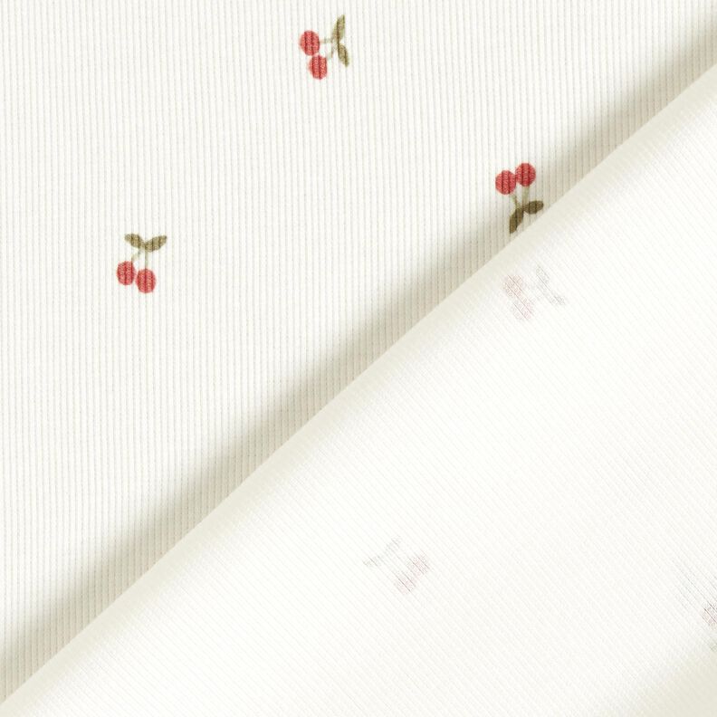 Rippenjersey kleine Kirschen – wollweiss,  image number 4