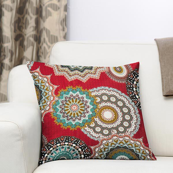 Cretonne Großes Mandala-Muster – rot | Reststück 60cm