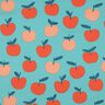 Baumwollpopeline große Äpfel | Poppy Fabrics – aquablau/lachs,  thumbnail number 1