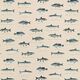 Dekostoff Halbpanama Fische – natur/blau,  thumbnail number 1