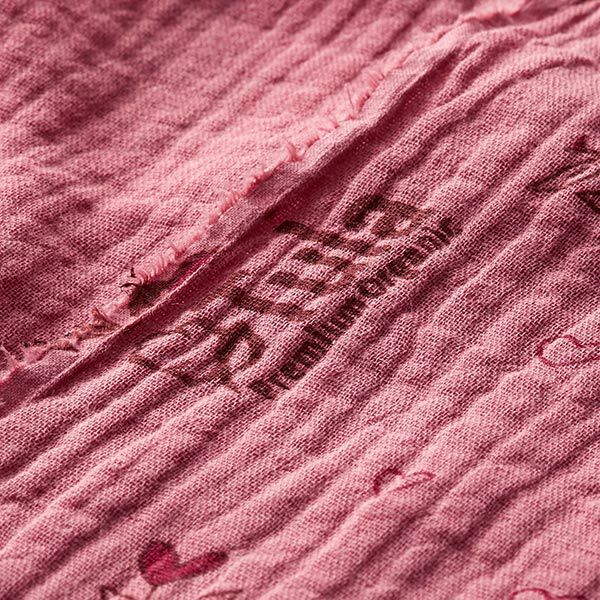 GOTS Musselin/ Doppel-Krinkel Gewebe Herzblatt | Tula – rosa | Reststück 100cm