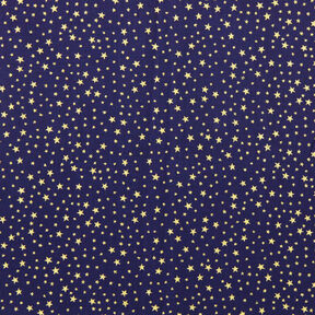 Baumwollstoff Cretonne weihnachtlicher Sternenhimmel klein – marineblau/gold, 