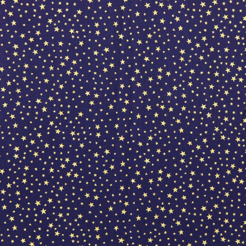 Baumwollstoff Cretonne weihnachtlicher Sternenhimmel klein – marineblau/gold, image number 1