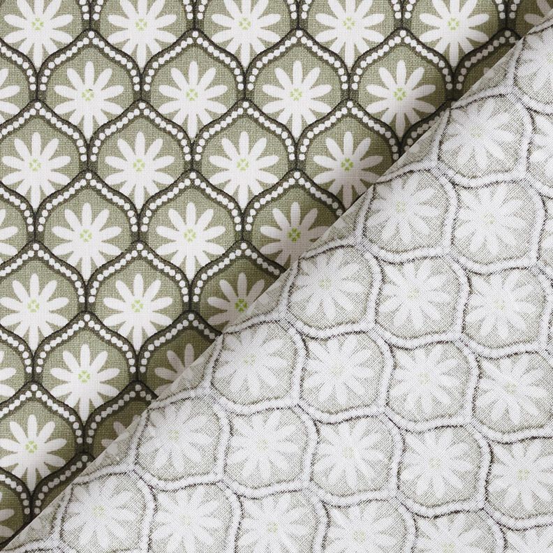 Beschichtete Baumwolle Blumenkacheln – schilf/weiss, image number 4