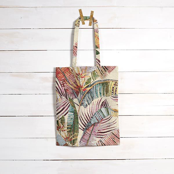 Dekostoff Gobelin Palmwedel – hellbeige/oliv