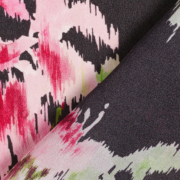 Viskose Chiffon verwischte Blumen – schwarz, image number 4