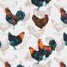 Baumwollstoff Cretonne Hühner – weiss/nachtblau,  thumbnail number 1