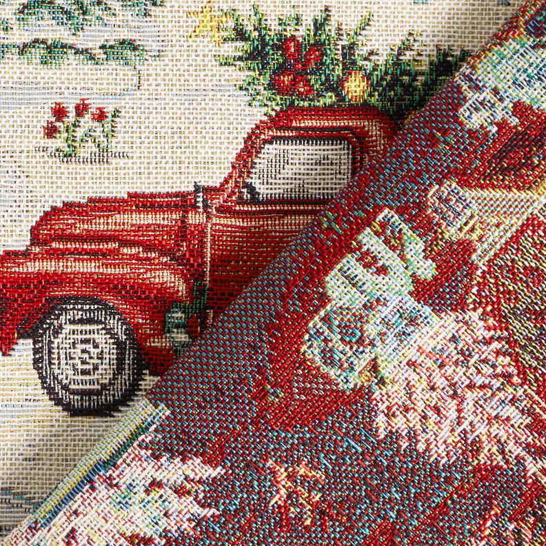 Dekostoff Gobelin weihnachtliche Wichtel – hellbeige/rot,  image number 4